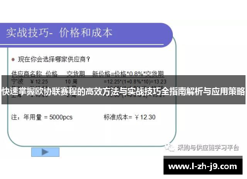 快速掌握欧协联赛程的高效方法与实战技巧全指南解析与应用策略