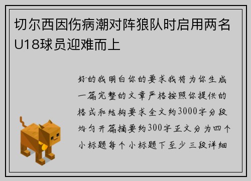 切尔西因伤病潮对阵狼队时启用两名U18球员迎难而上 切尔西因伤病潮对阵狼队时启用两名U18球员迎难而上